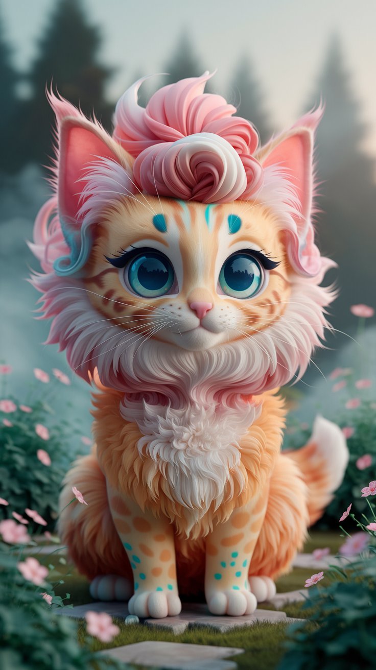 Explore a collection of cute 3D renders featuring fluffy orange cats. Ideal for wallpaper that adds a touch of joy to your device. Download now!