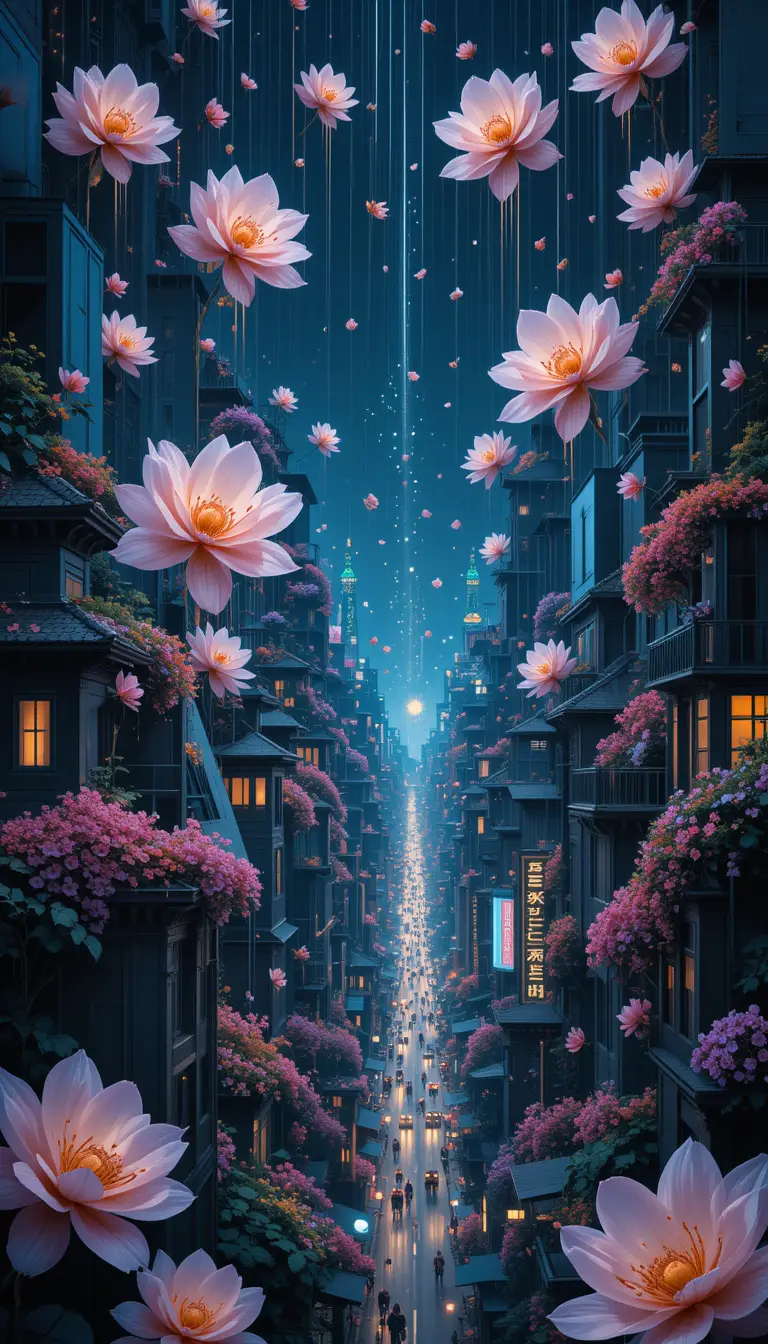 3d flowers in the streets 4 Wallpaper