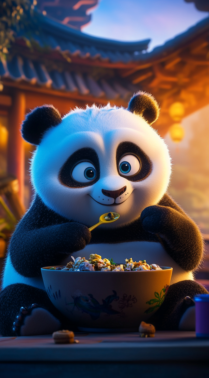 3d kung fu panda wallpaper 4k for mobile 303 - Little Nimo AI 3d kung fu panda enjoying food