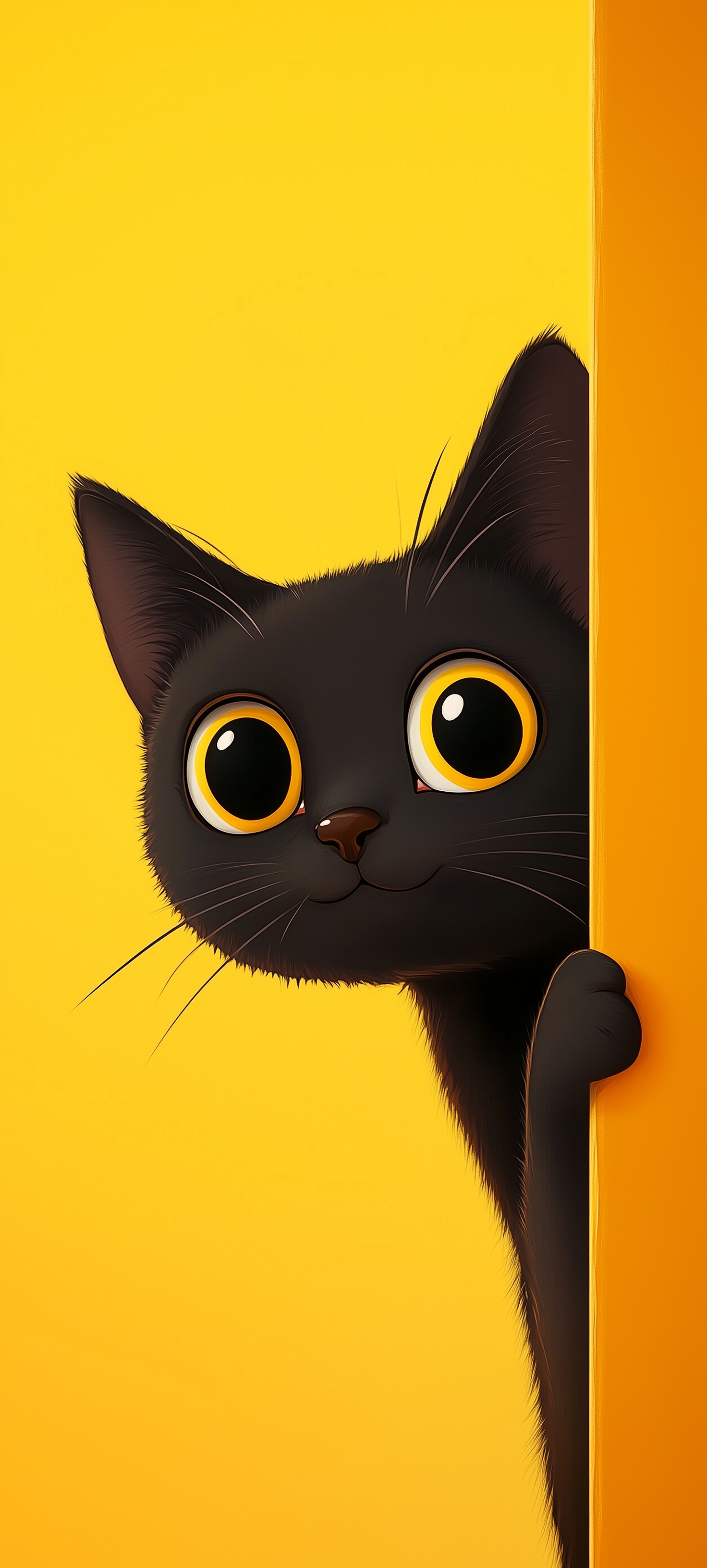 3d peeking cat wallpaper 6 - Little Nimo AI Peeking Cat 3d Wallpaper with Yellow background