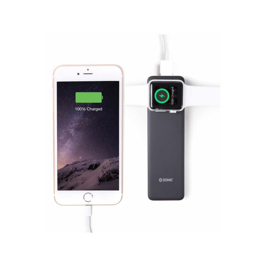 Zens Apple iPhone & Watch Powerbank 4000 mAh zwart