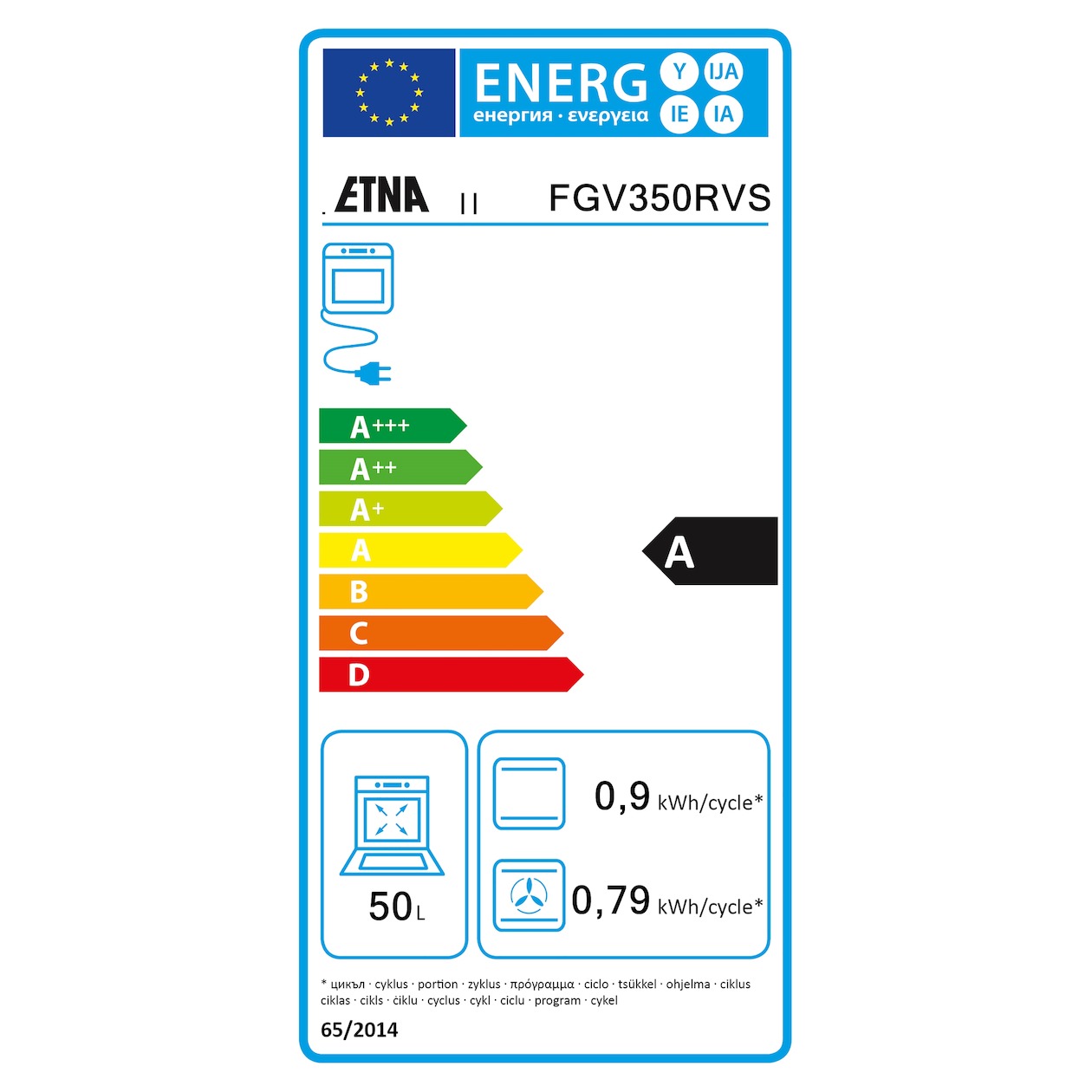 Etna FGV350RVS Gasfornuis Zilver