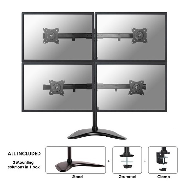 NeoMounts Select NM D335D4BLACK bureausteun voor flatscreens online kopen