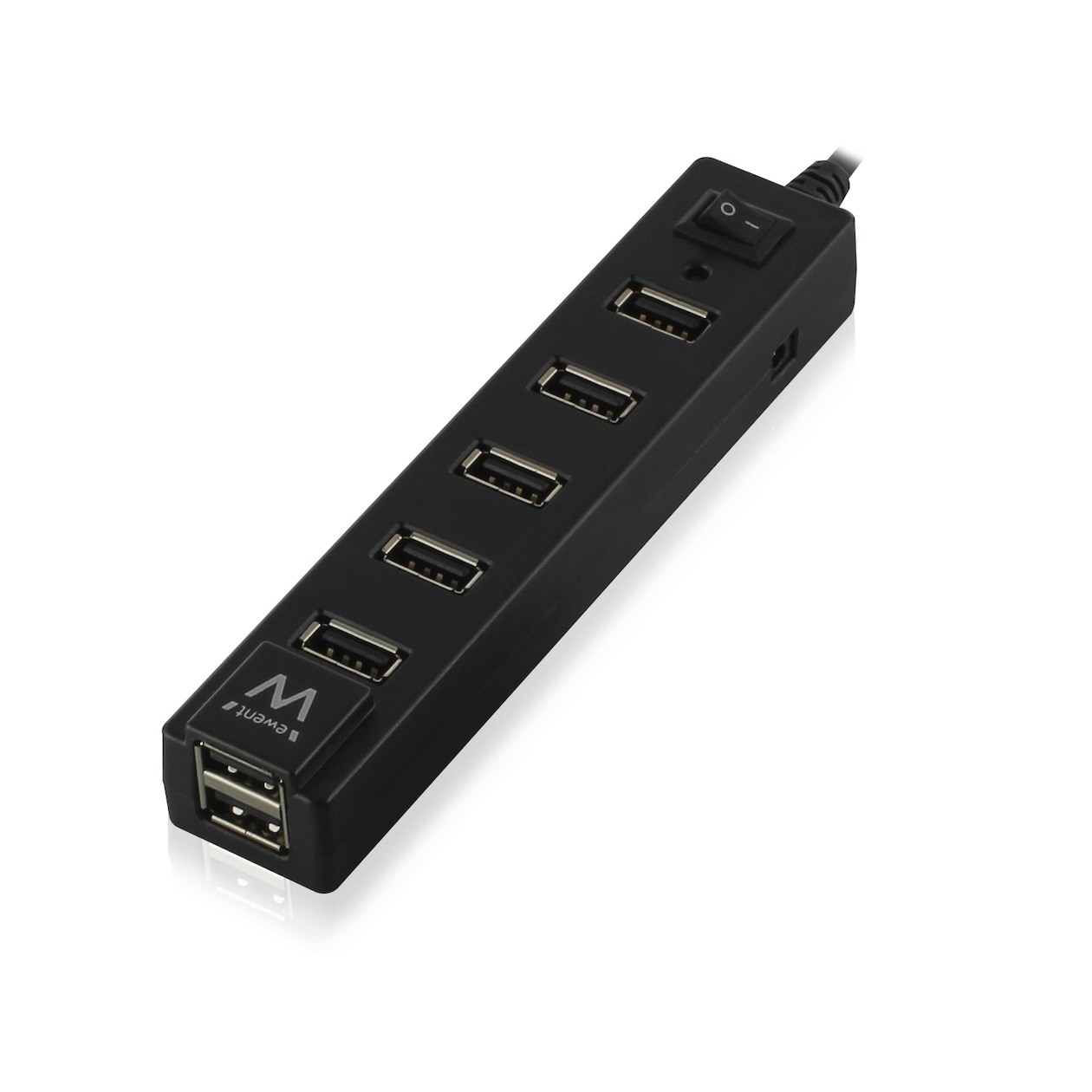 Telefoonleader - Ewent 7 Poorts USB Hub met Aan/Uit Knop USB 2.0, Zwart