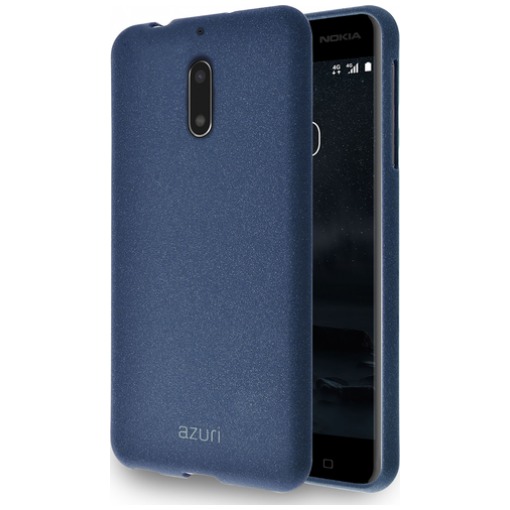 Telefoonleader - Azuri Flexibele cover met zand textuur voor Nokia 6 blauw