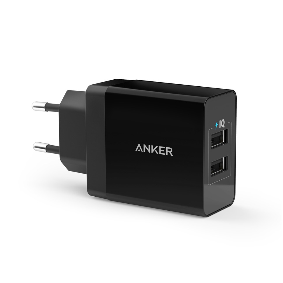 Anker 24W 2-PORT USB CHARGER zwart