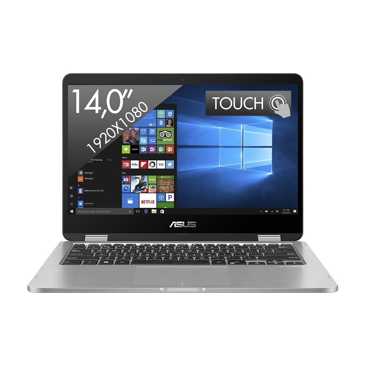 Telefoonleader - Asus TP401NA-EC026T lichtgrijs metaal