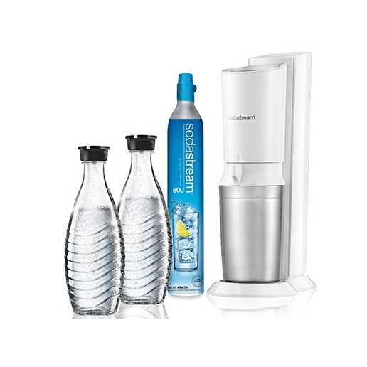 Telefoonleader - Sodastream Crystal White toestel incl. 2 glazen karaffen en 60L CO2 cilinder