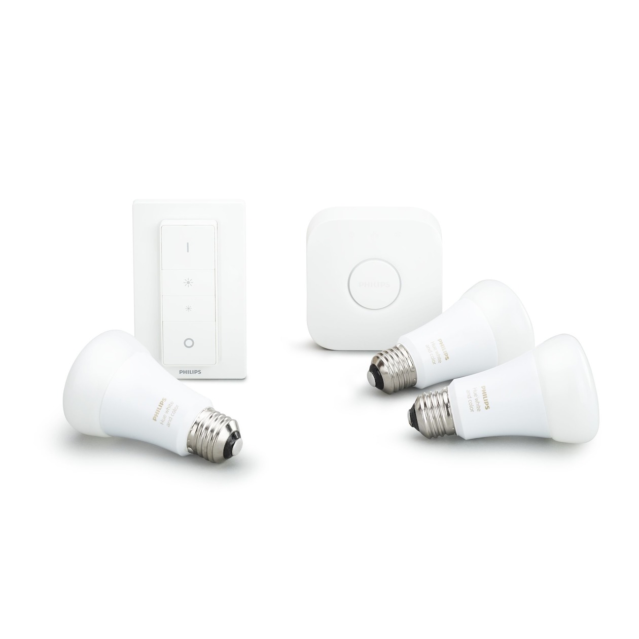 Telefoonleader - Philips Hue Starter Pack White and Color Ambiance inclusief Hue dimmer switch (E27)