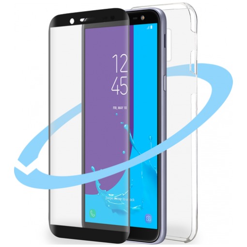 Telefoonleader - Azuri Front&Back protection pack flat frame voor Samsung J6 (2018) zwart