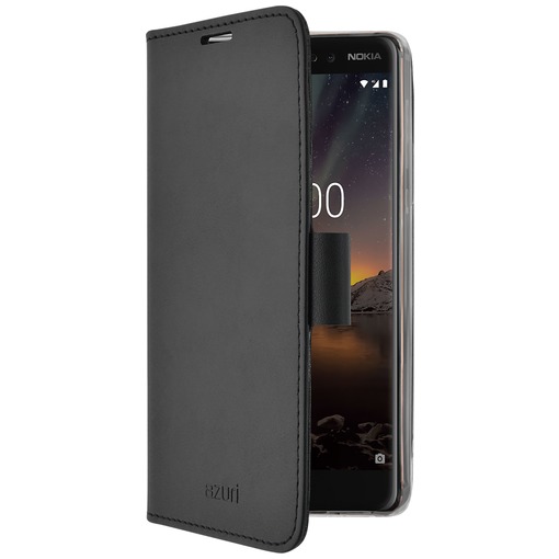 Telefoonleader - Azuri Wallet Case met magnetische sluiting en 3 cardslots - voor Nokia 6 (2018) zwart