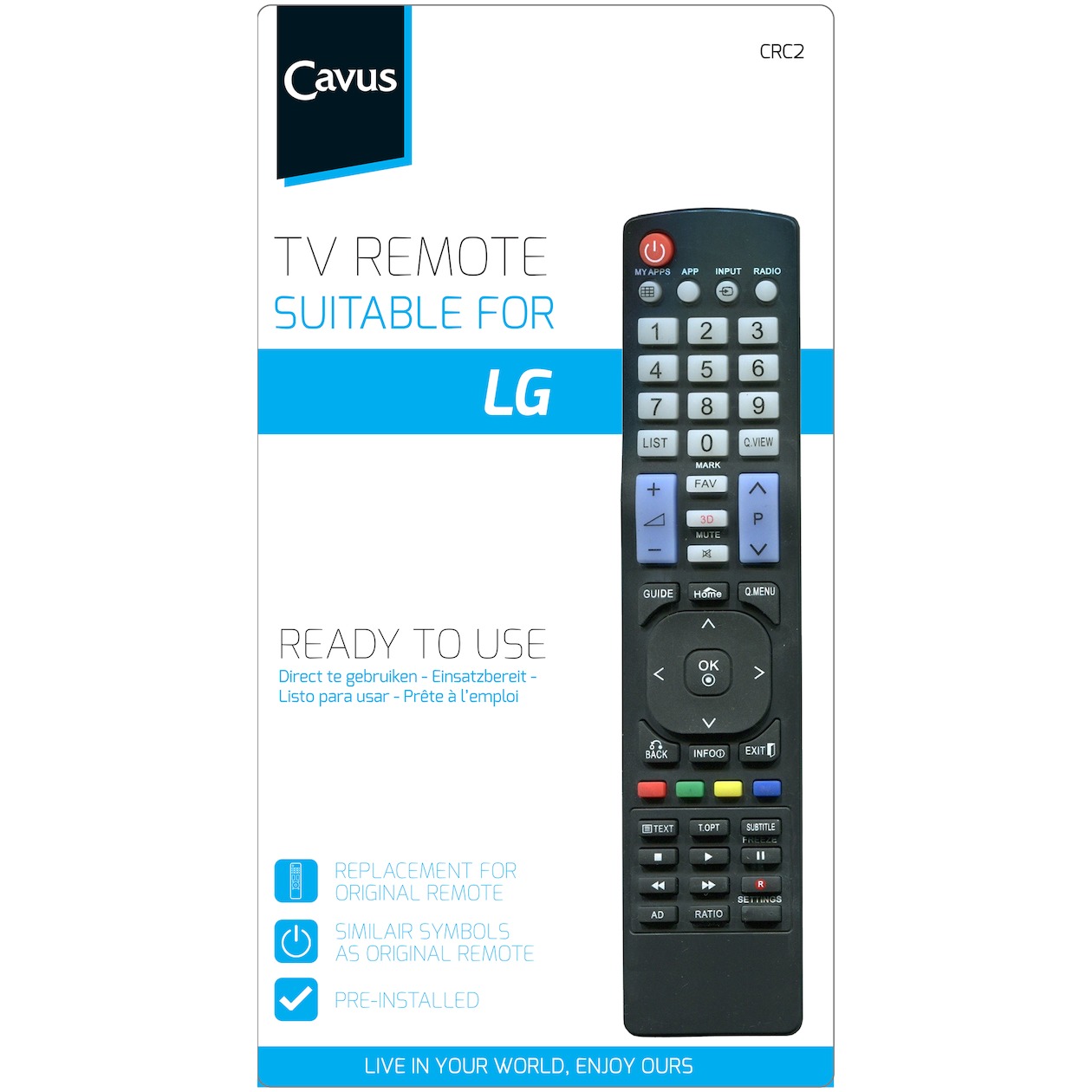 Cavus TV afstandsbediening voor LG zwart