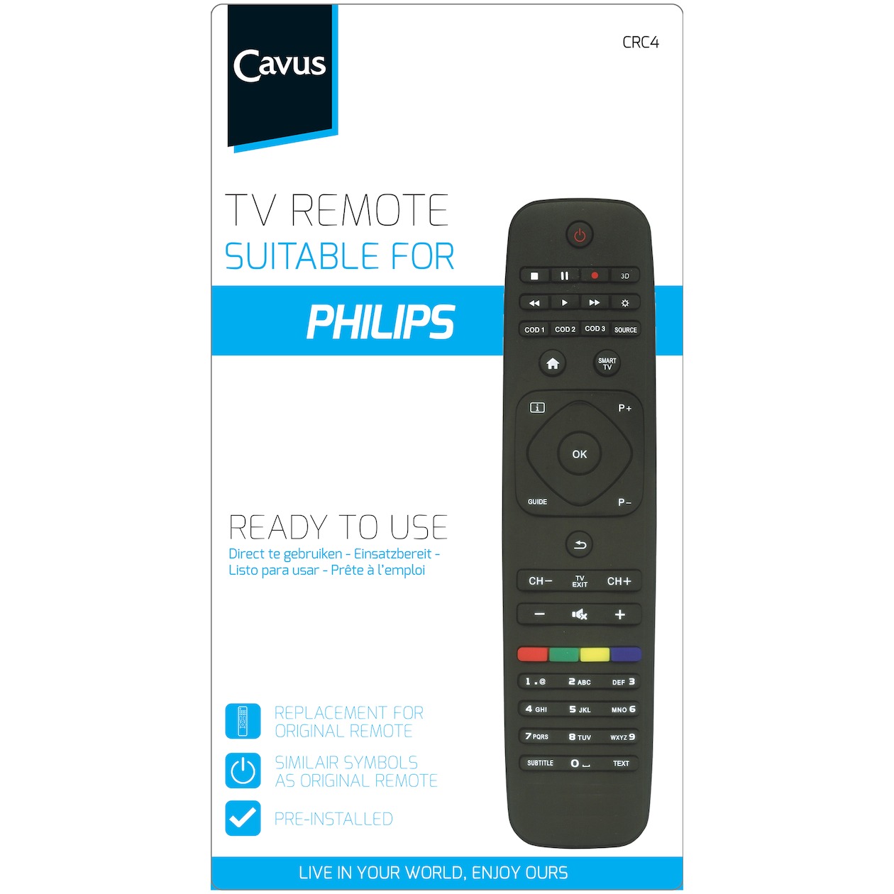 Telefoonleader - Cavus TV afstandsbediening voor Philips zwart