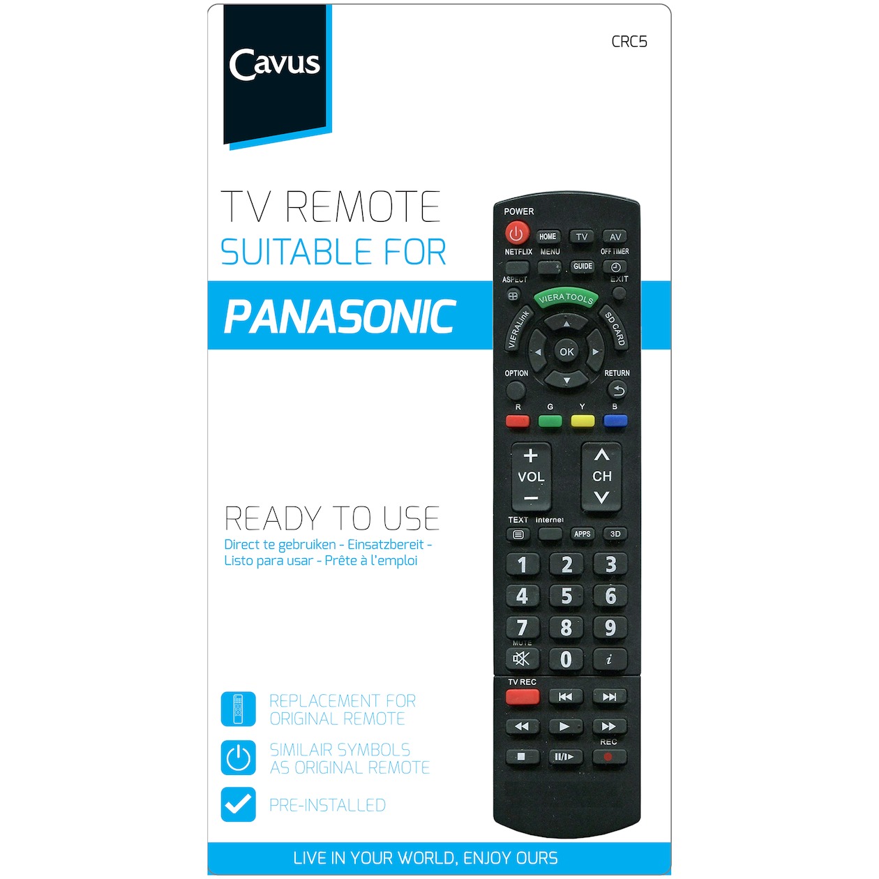 Cavus TV afstandsbediening voor Panasonic zwart