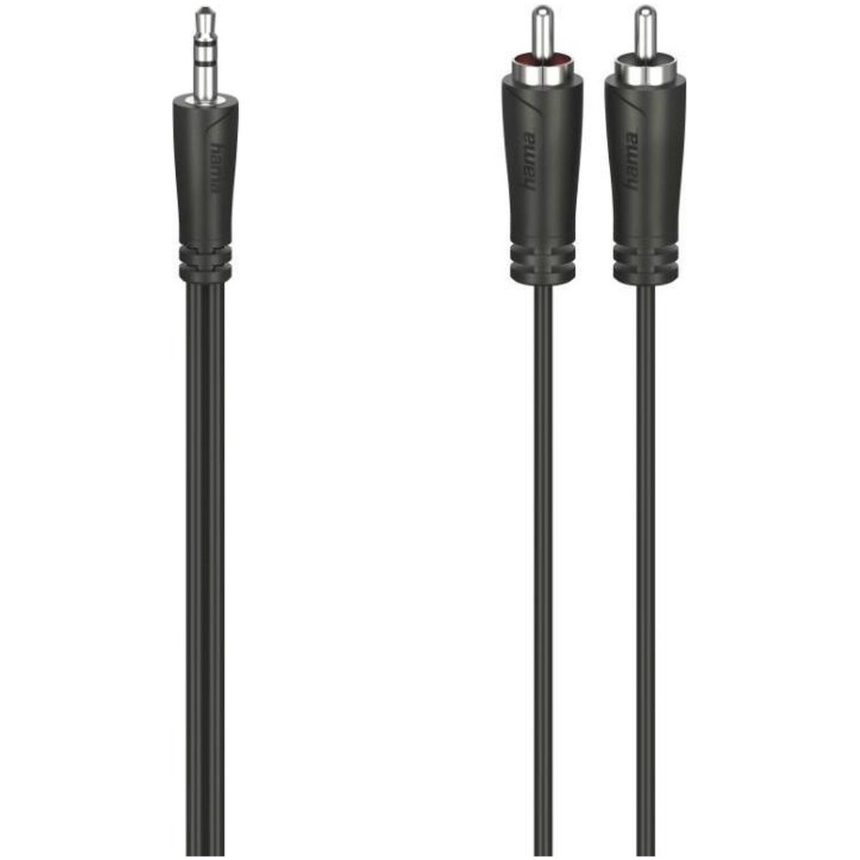 Hama 00205110 Jackplug-Cinch Audio Aansluitkabel [2x Cinch-stekker 1x Jackplug male 3.5 mm] 1.5 m Zw