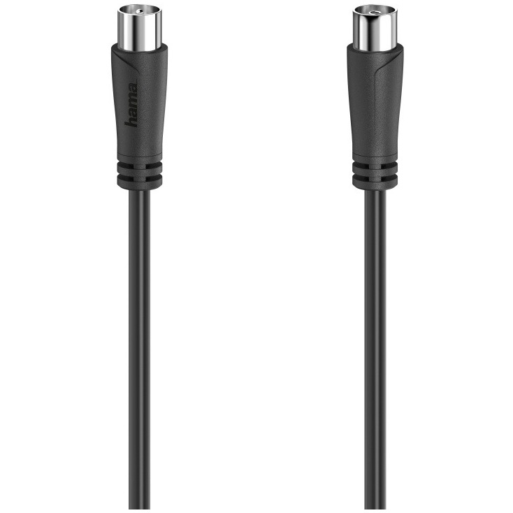 Hama Antennekabel, coax-stekker coax-koppeling, 1,5 m, 90 dB TV accessoire Zwart