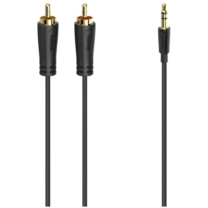 Hama Audiokabel, 3,5-mm-jack-stekker 2 cinch-stekker, stereo, verg., 1,5 m Mini jack kabel