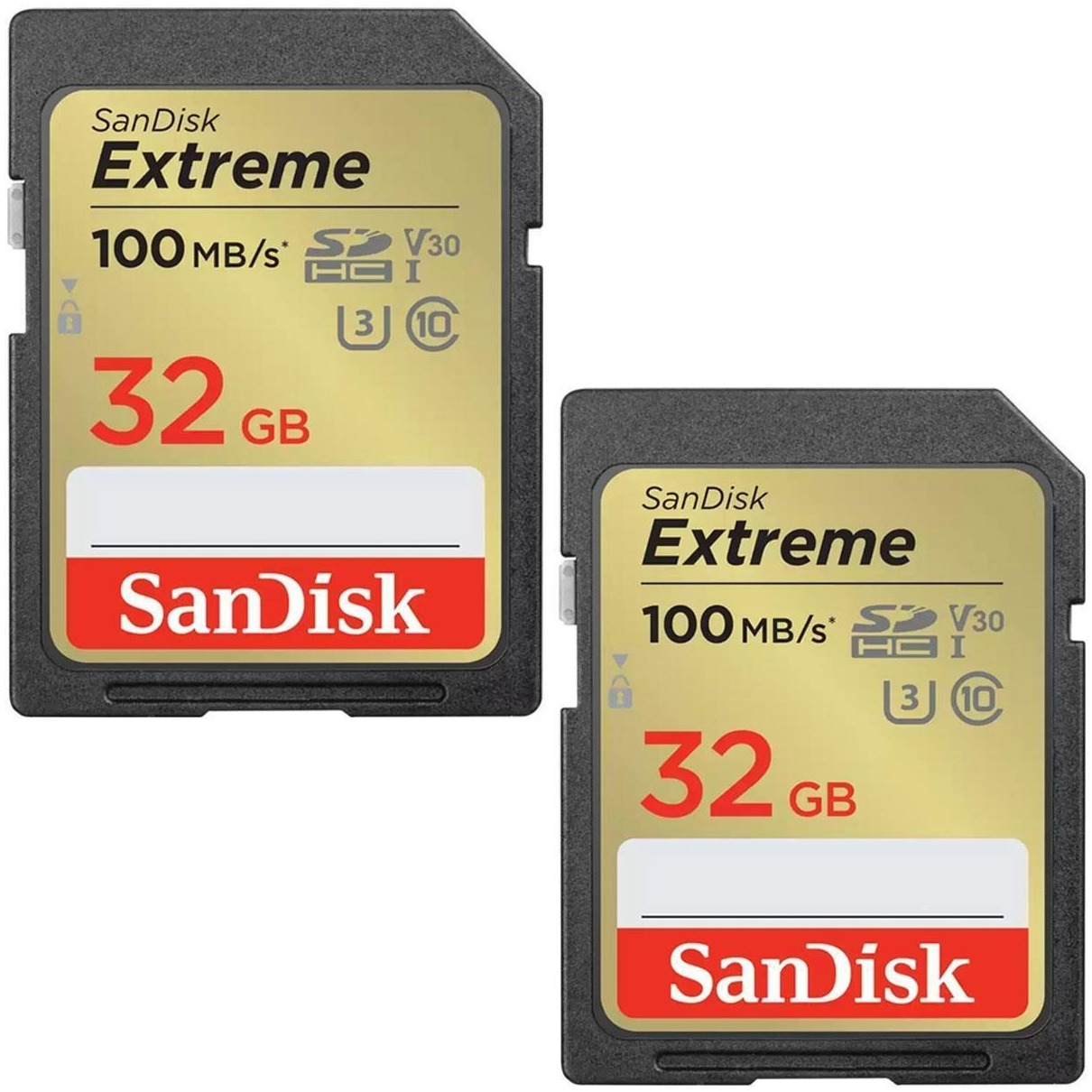 SanDisk SDHC Extreme 32GB 100-60 mb-s V30 Rescue Pro DL 1Y twin pack Micro SD-kaart