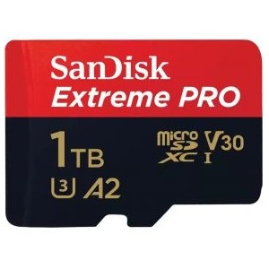 SanDisk MicroSDXC Extreme PRO 1TB 200-140 mb-s A2 V30 SDA Rescue Pro DL 2Y Micro SD-kaart Zwart