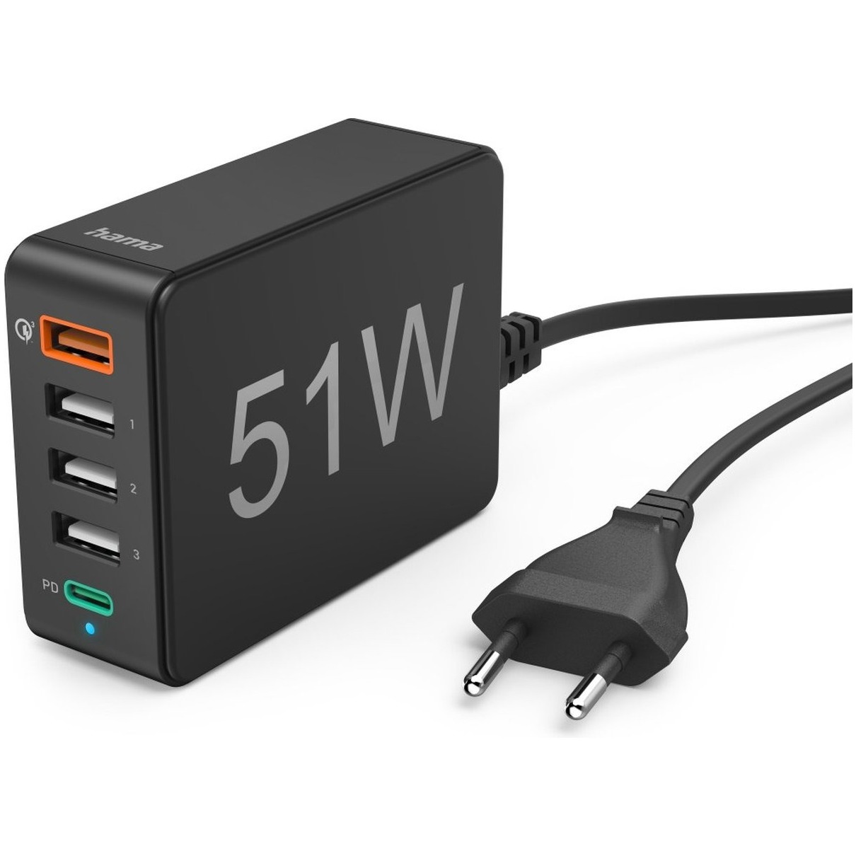 Hama Usb-oplader 5in1 USB-Ladestation 51 W, USB + USB-C Adapter 5 Port Schnellladegerät