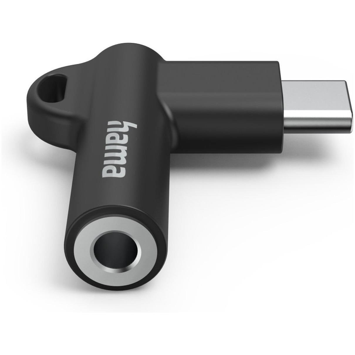 Hama USB-C - 3.5 mm Jack Socket Aux Adapter 90ยฐ Angled Plug Oplader Zwart
