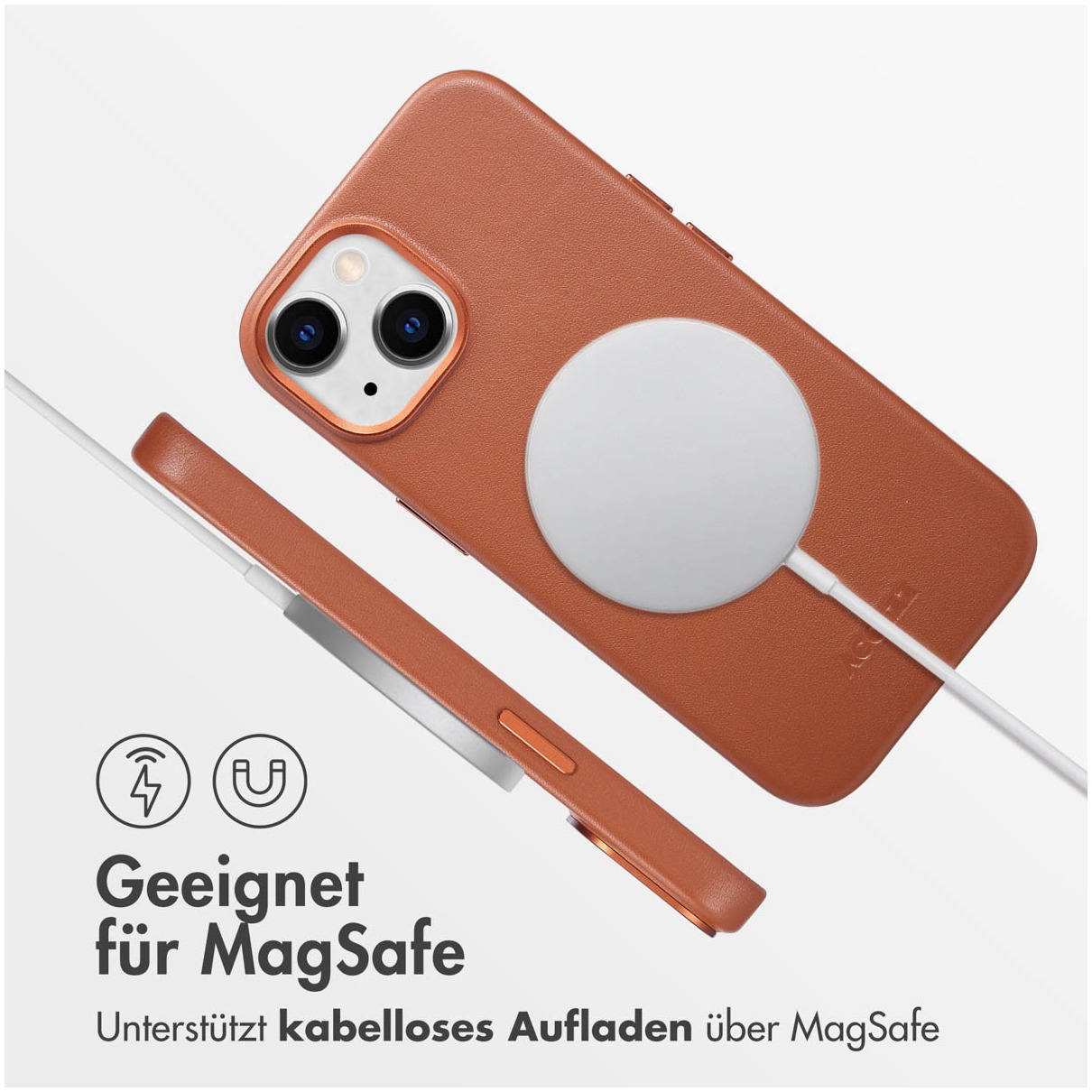 iPhone 15 Hoesje - Accezz MagSafe Leather Backcover - Bruin