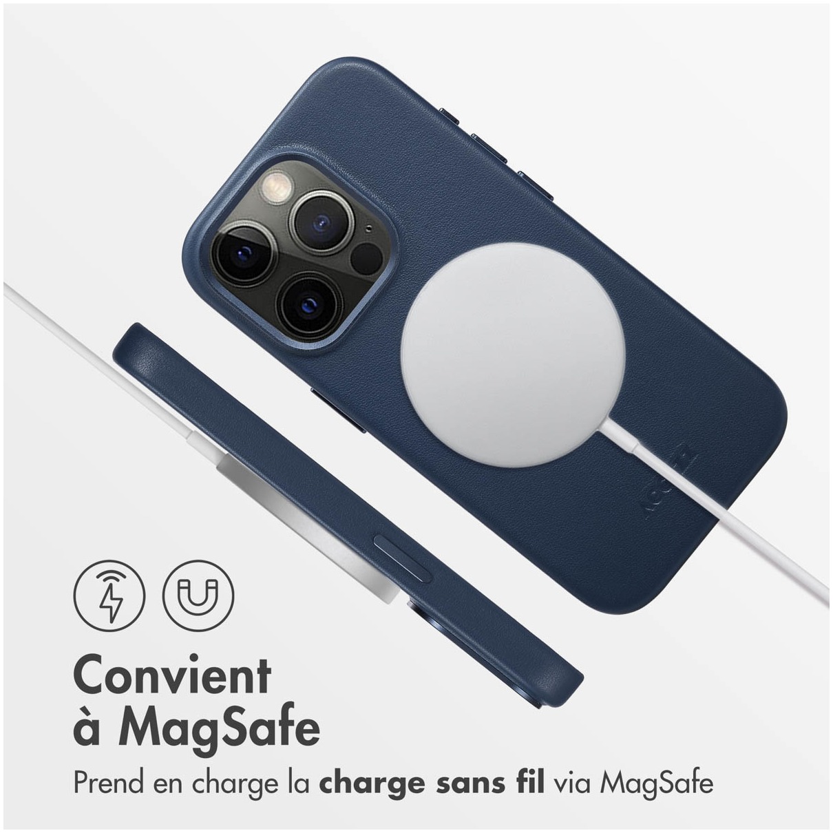 iPhone 15 Pro Hoesje - Accezz MagSafe Leather Backcover - Donkerblauw