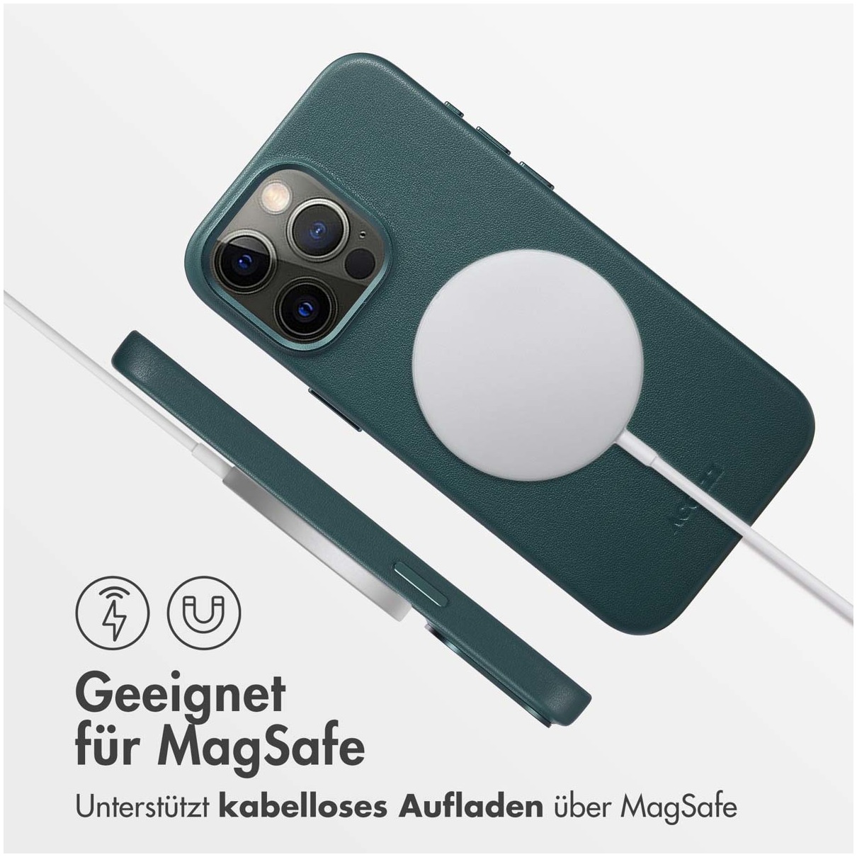 iPhone 15 Pro Max Hoesje - Accezz MagSafe Leather Backcover - Donkergroen