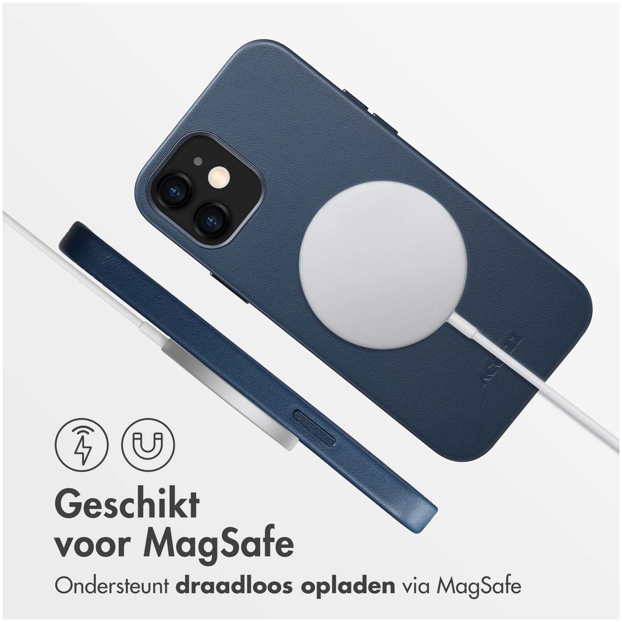 iPhone 12 Pro Hoesje - Accezz MagSafe Leather Backcover - Donkerblauw