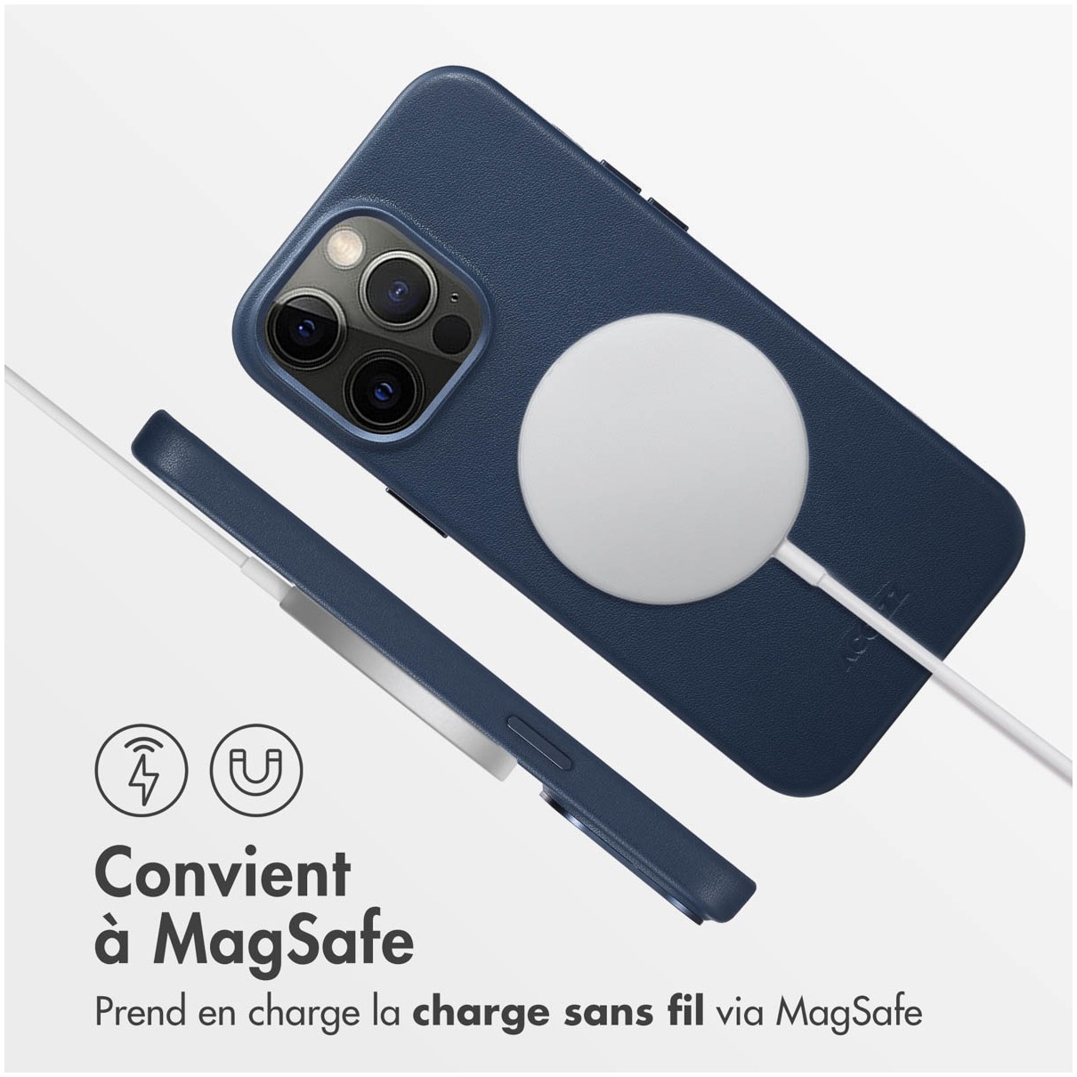 iPhone 14 Pro Max Hoesje - Accezz MagSafe Leather Backcover - Donkerblauw