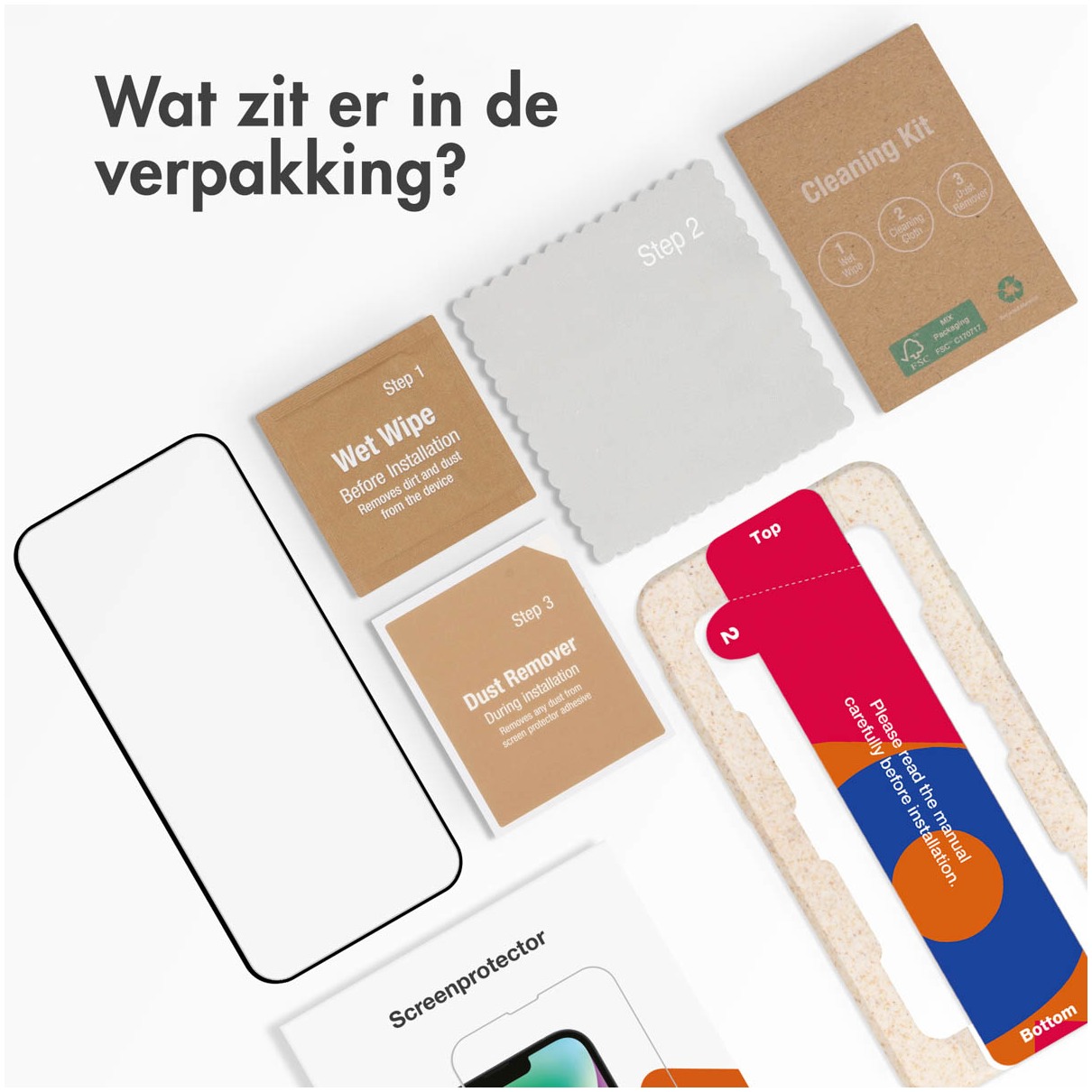 Accezz Screenprotector Geschikt voor iPhone 15 Plus - Accezz Gehard glas Full Cover screenprotector met bio applicator