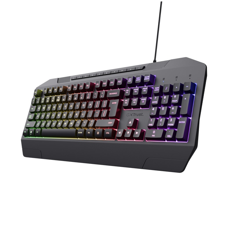 Trust GXT836 Evocx - Gaming Keyboard met Verlichting - Polssteun - Multimedia toetsen - Qwerty US - Zwart