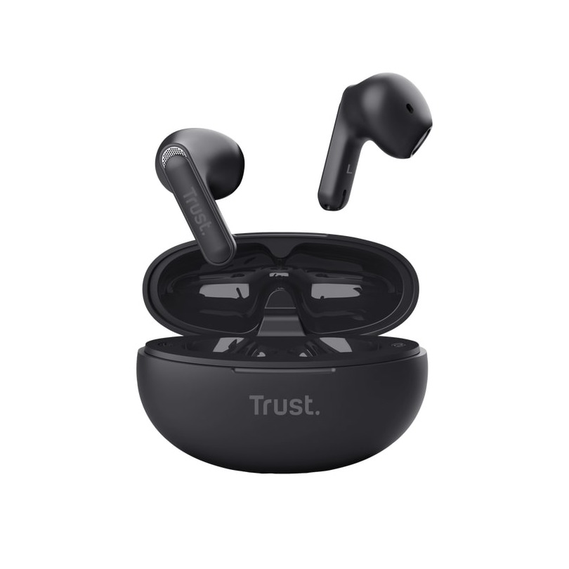 Trust Yavi Bluetooth Earphones - Volledig Draadloze Oordopjes met Noise-Cancelling Microfoons - Zwart