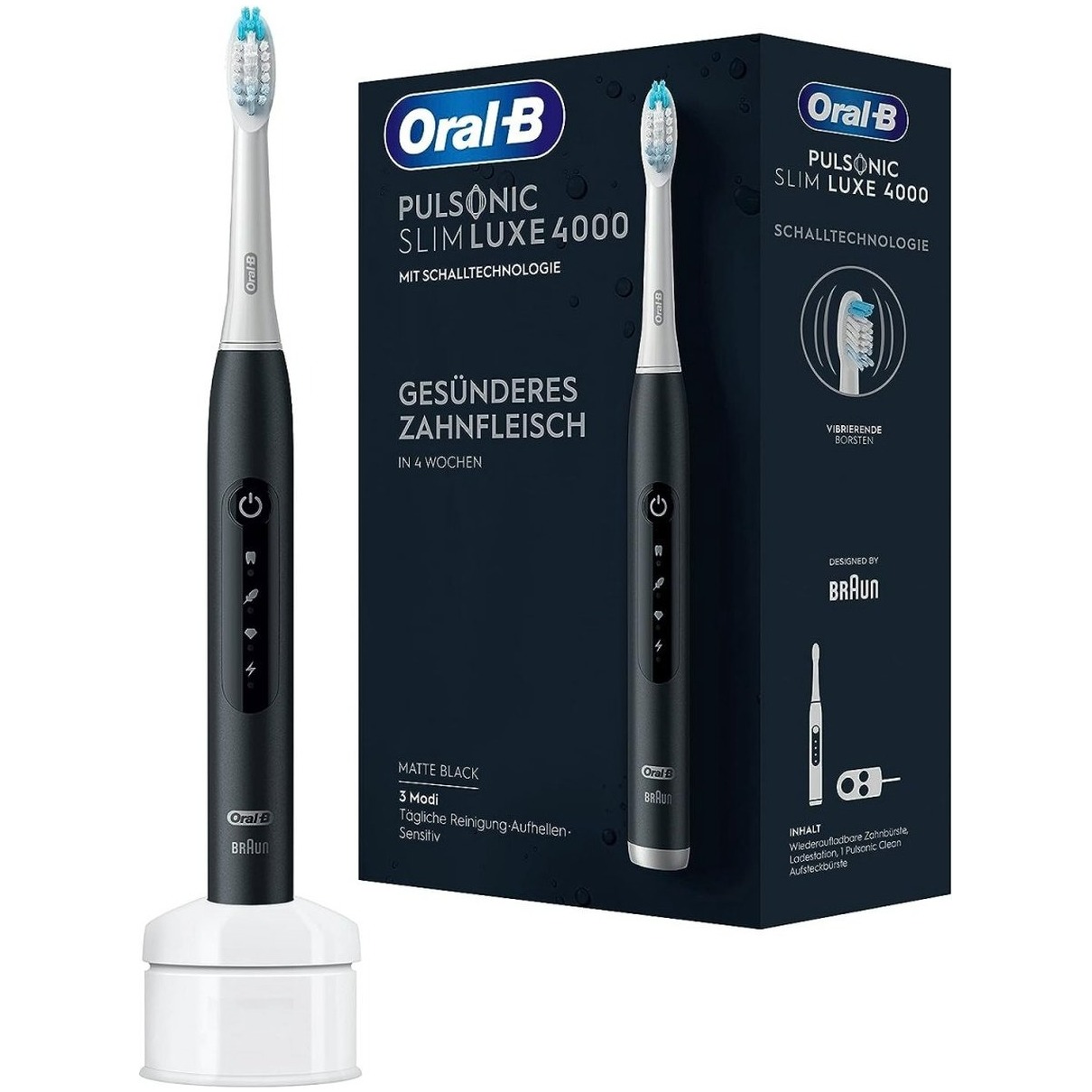 Oral-B Pulsonic Slim Luxe 4000 Matte Black - elektrische tandenborstel - zwart