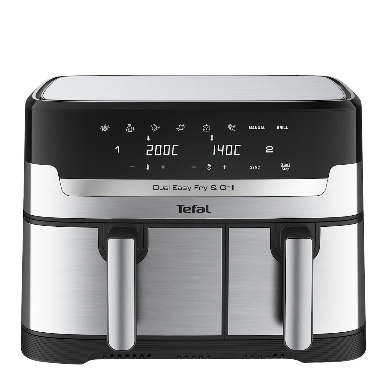 Tefal Easy Fry & Grill Dual EY905D 8.3L XXL heteluchtfriteuse met dubbele lades rvs