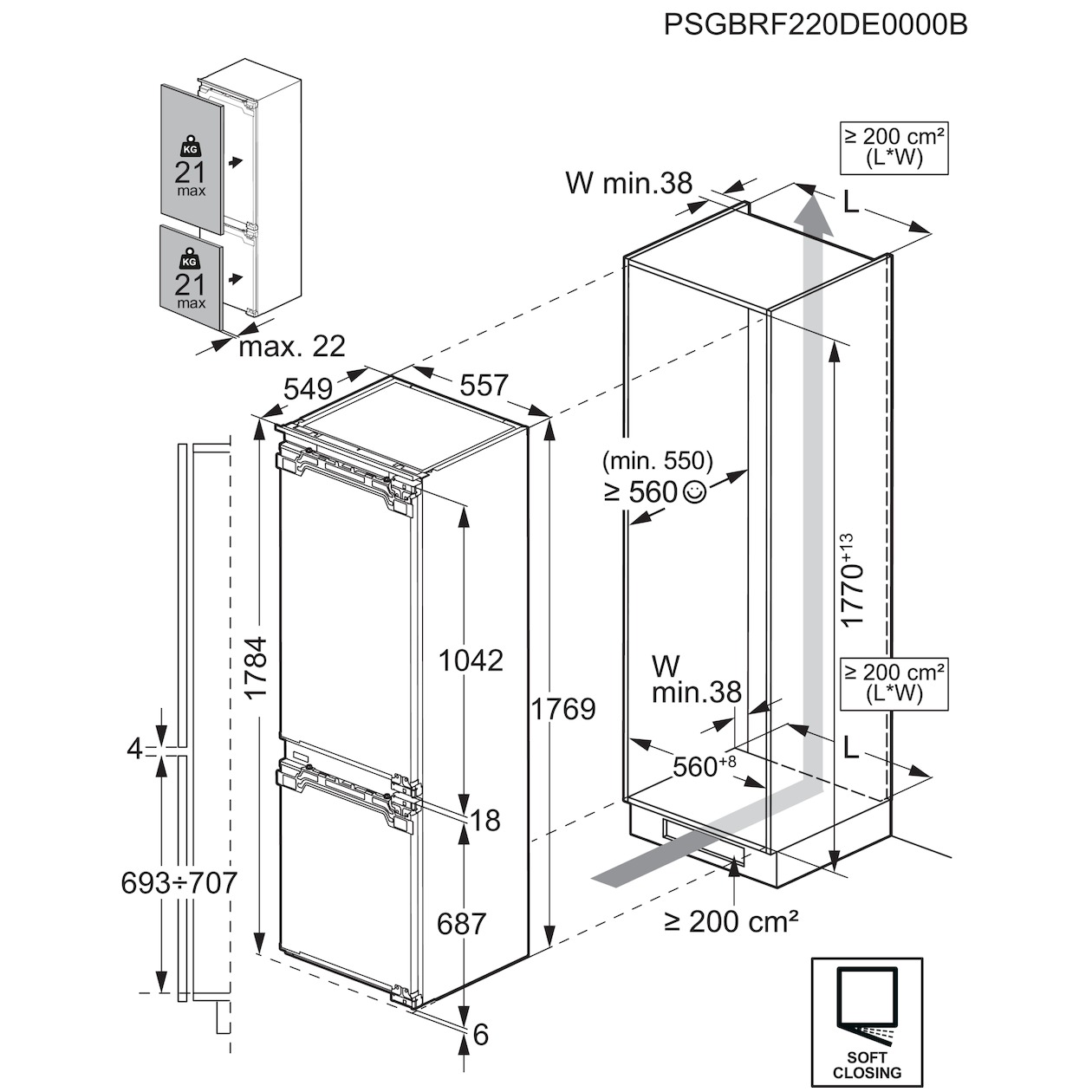 AEG TSC7M181DC Inbouw koel-vriescombinatie Wit