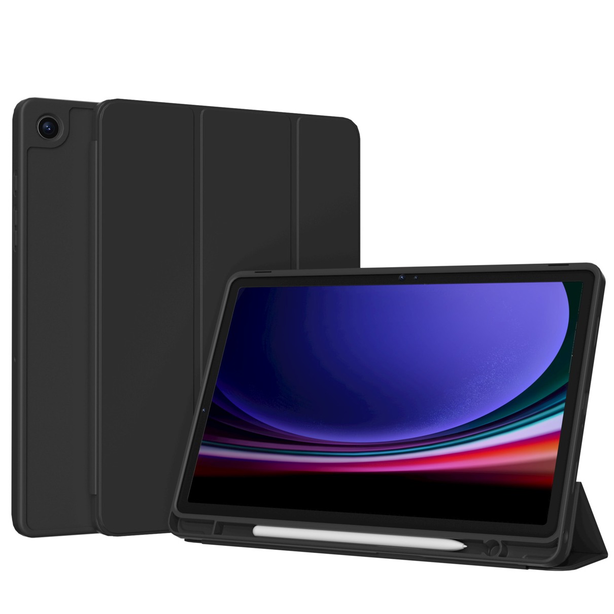 Accezz Tablet Hoes Geschikt voor Samsung Galaxy Tab A9 Plus - Accezz Smart Silicone Bookcase - Zwart