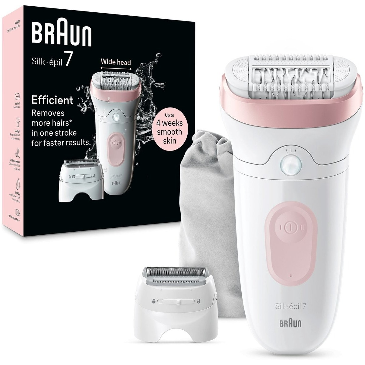 Braun Silk·épil 7 - Epilator voor Eenvoudige Ontharing - Langdurig Gladde Huid - 7-030 - Wit/Flamingo