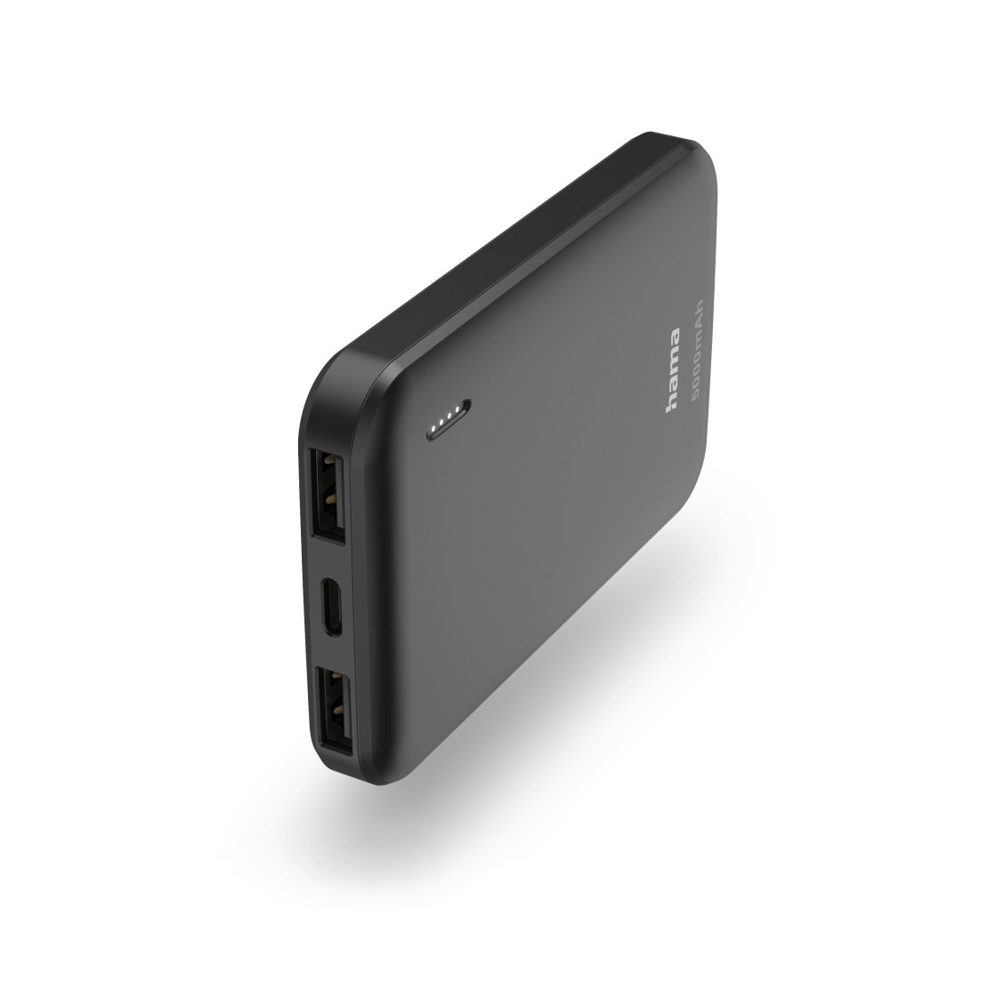 Hama Pocket 5 Power Pack 5000 mAh Outputs: 2x USB-A7 Powerbank Grijs