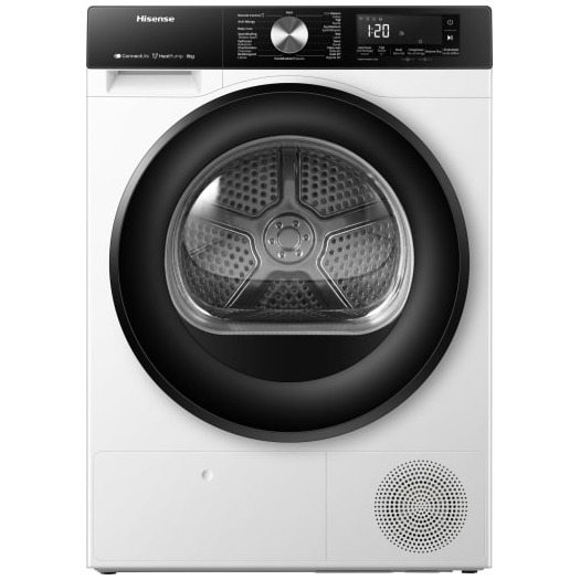 Hisense 3S Serie DH3S802BW2 - Wasdroger met A++ Energielabel - Warmtepompdroger - 8kg - ConnectLife - Trommelverlichting - AutoDry - Allergy Care