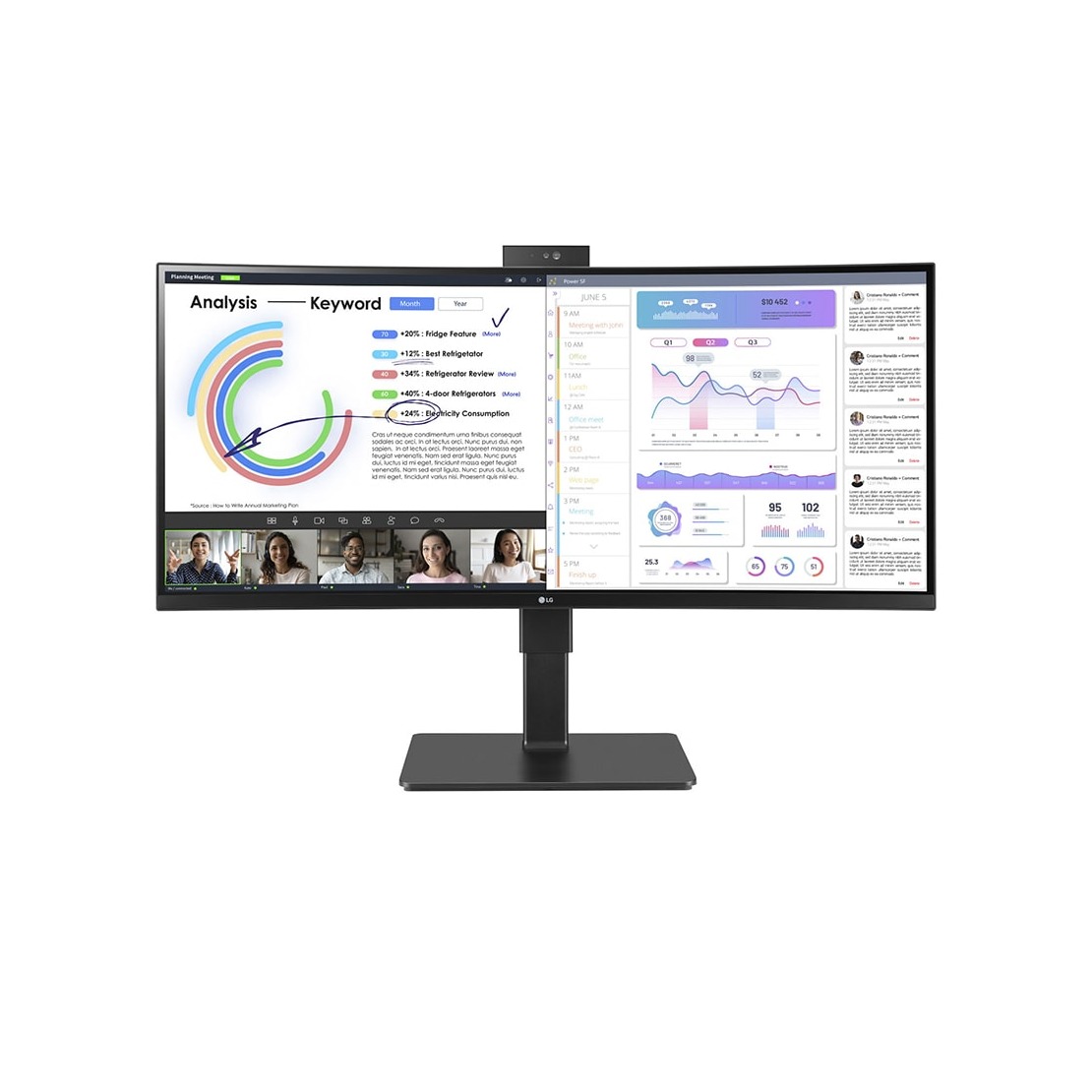 LG UltraWide 34BQ77QC-B Monitor Zwart