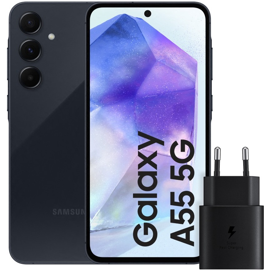 Samsung Galaxy A55 5G 128GB + 25W ADP Smartphone Blauw