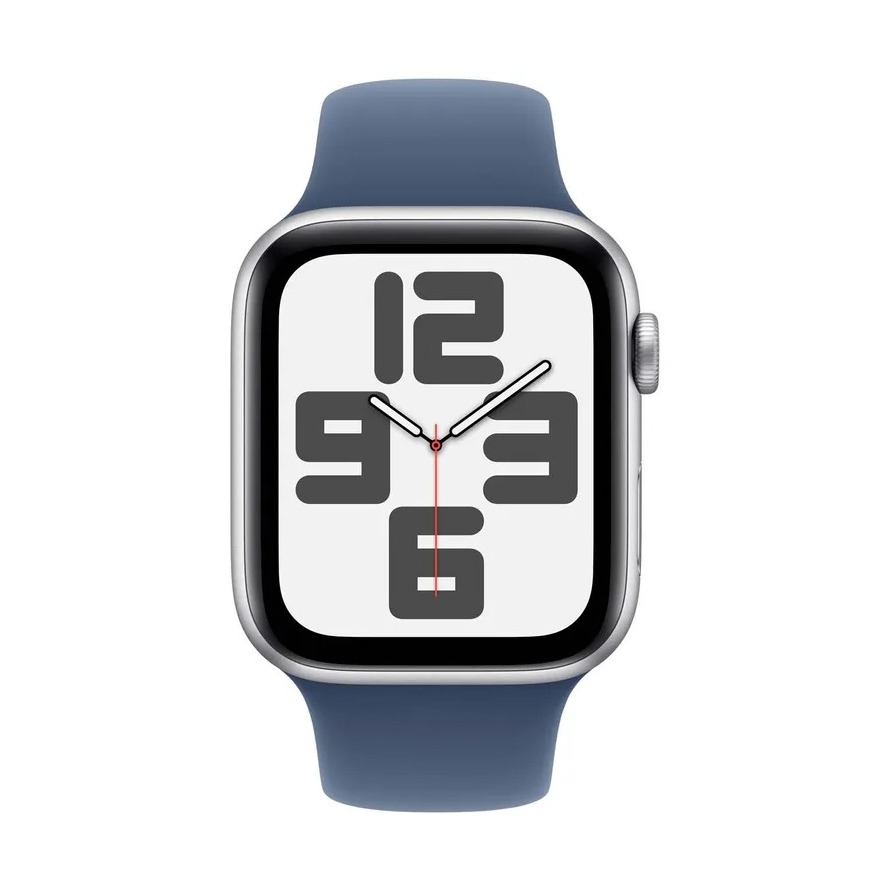 Apple Watch SE GPS + Cellular 44mm Aluminium Case met Denim Sport Band - S/M Smartwatch Zilver