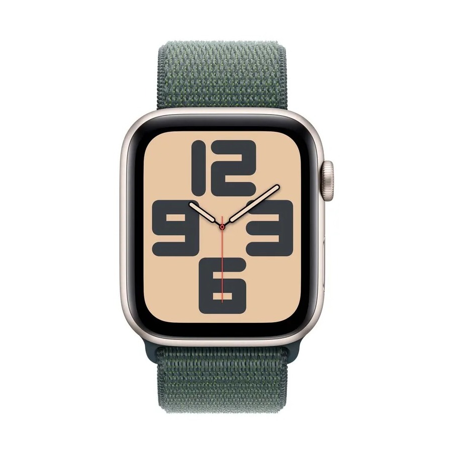 Apple Watch SE GPS + Cellular 44mm Aluminium Case met Lake Green Sport Loop Smartwatch Grijs