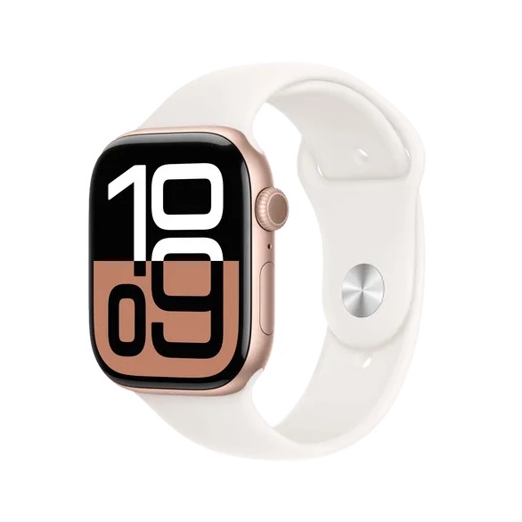 Apple Watch Series 10 GPS + Cellular 46mm Aluminium Case met Light Blush Sport Band - S/M Smartwatch Roze
