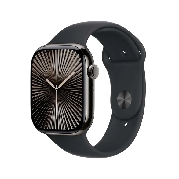 Apple Watch Series 10 GPS + Cellular 46mm Titanium Case met Sport Band - M/L Smartwatch Groen
