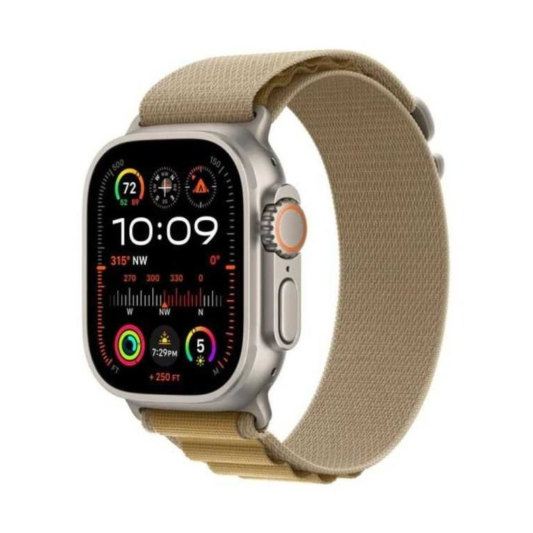 Apple Watch Ultra 2 GPS + Cellular 49mm Titanium Case met Tan Alpine Loop - Large Smartwatch Beige