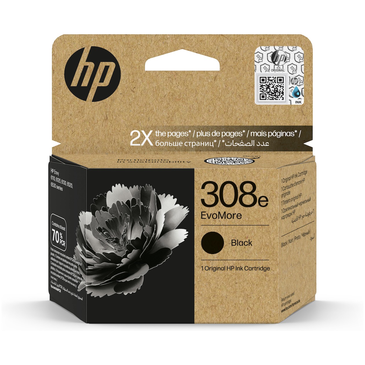 HP 308e EvoMore originele zwarte inktcartridge