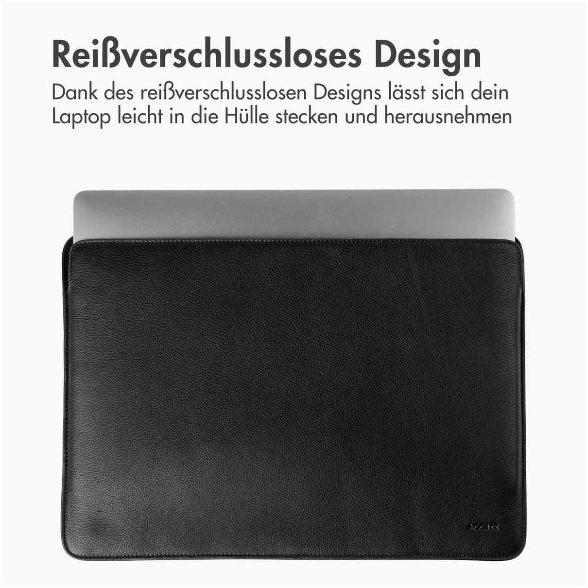 Accezz Leather hoes voor MacBook 14 inch Laptop sleeve Zwart