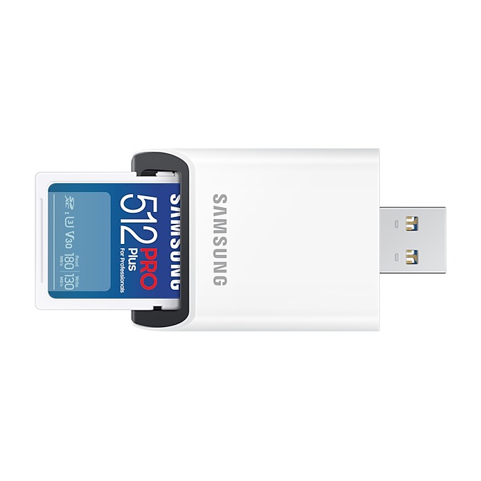 Samsung Pro Plus SD Card 512GB + Kaartlezer SD-Kaart Wit